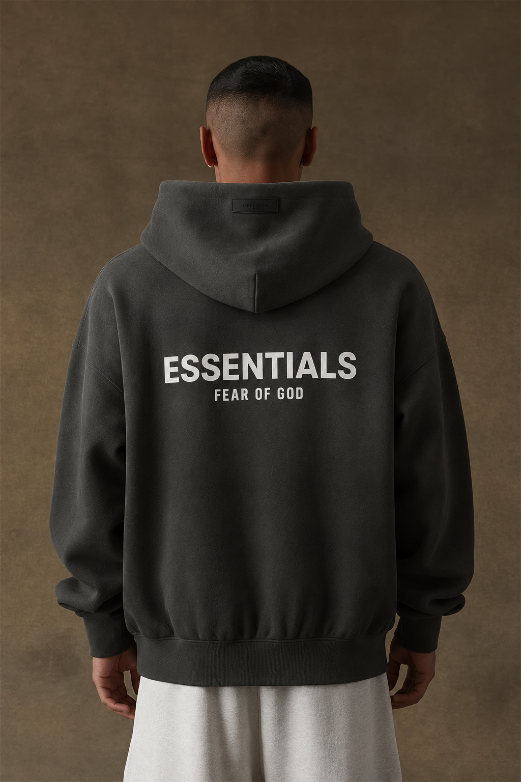 ESSENTIALS Gradient Wash Oversized Hoodie – Charcoal Black