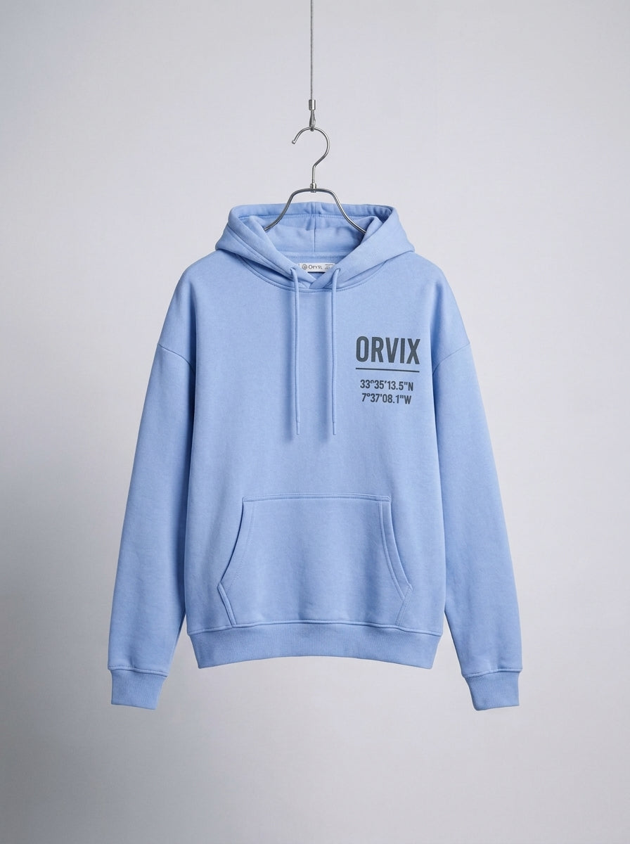 ORVIX Small Frame Graphic Hoodie – Sky Blue