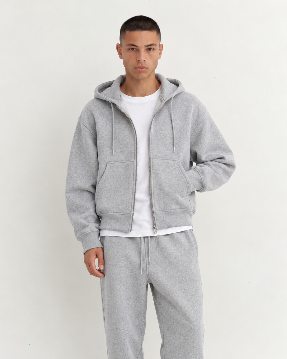 Essential Grey Zip-Up Tracksuit Set