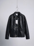 Vintage Hook-Clasp Leather Jacket – Brown / Black
