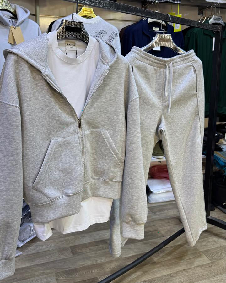 Essential Grey Zip-Up Tracksuit Set